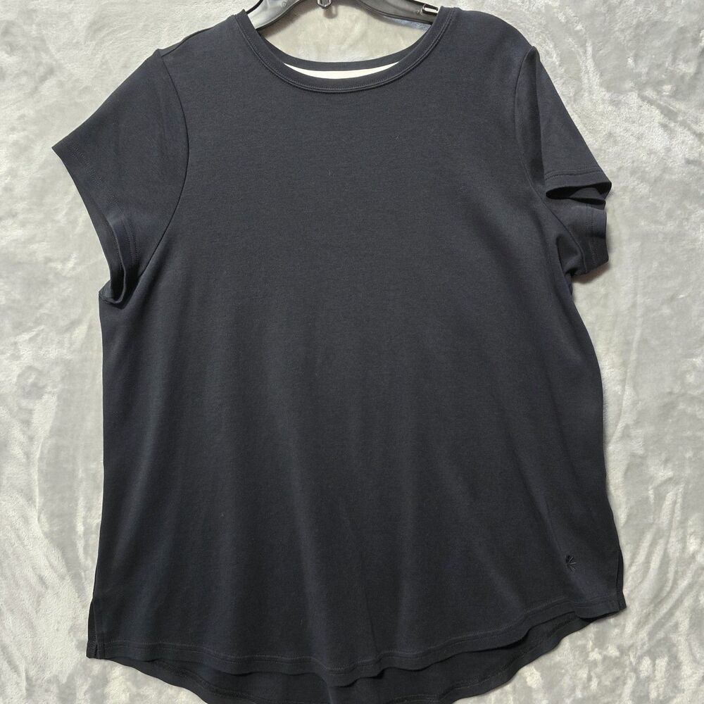 Isaac Mizrahi Live! Essentials Shirt Top Womens 1X Black Casual Round Neck